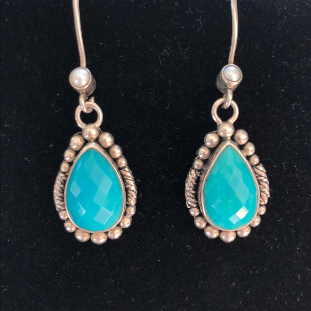 Lori Bonn turquoise sterling drop earrings
